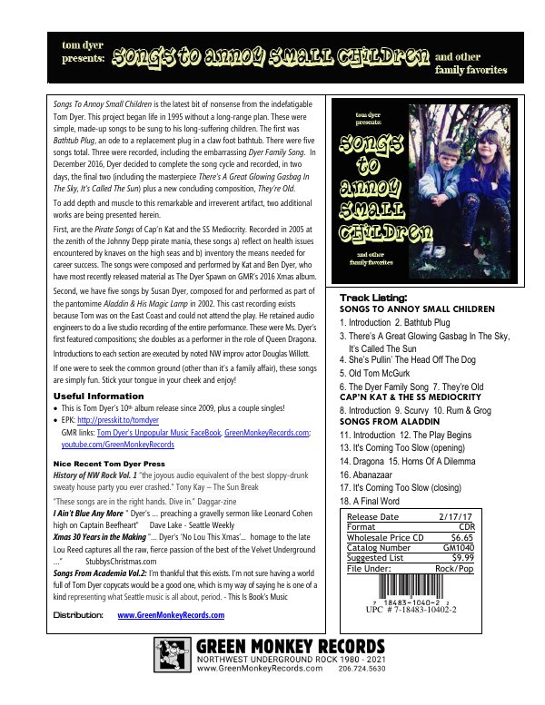 First page of GM1040 Songs To Annoy Small Children-1_Sheet