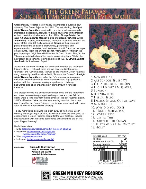 First page of GM1083 Green Pajamas - Sunlight Might Weigh -1_Sheet