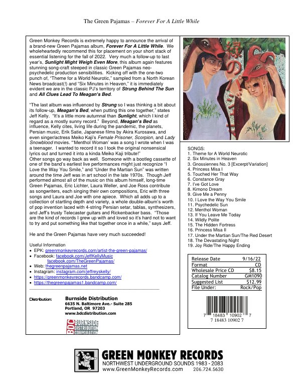 First page of GM1090 Green Pajamas - FOREVER FOR A LITTLE WHILE -1_Sheet