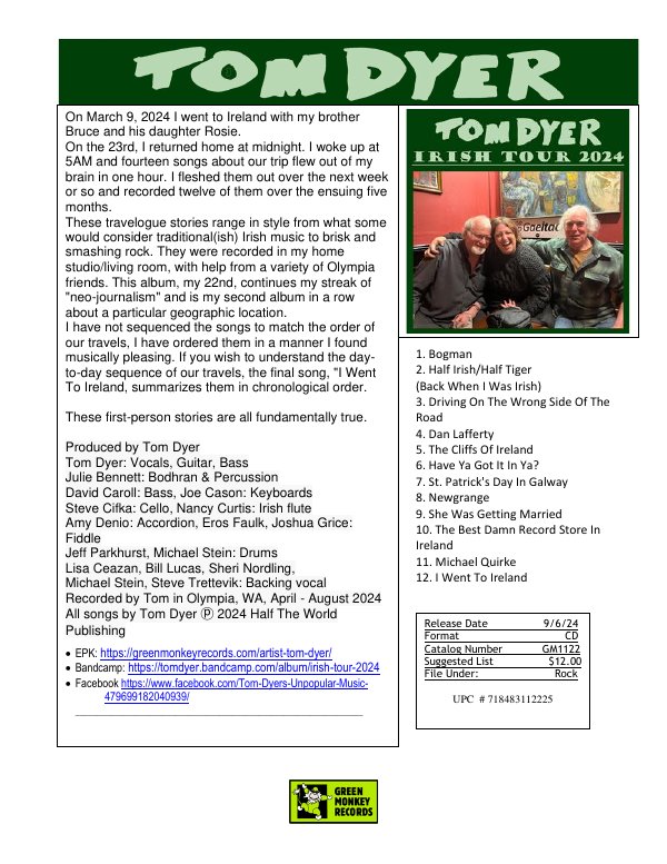 First page of GM1122 Tom Dyer- Irish Tour 1_Sheet