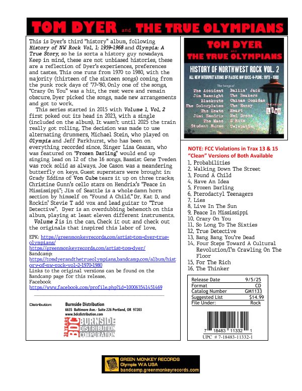 First page of GM1133 Tom Dyer & True Olympians - Hist NW Rock 2 -1_Sheet