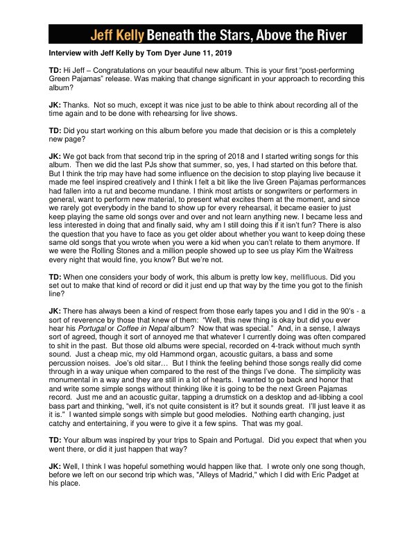 First page of Jeff Kelly Interview 6-11-19