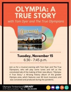 Tom Dyer & The True Olympians picture from the Green Monkey Records newsletter, November 2022