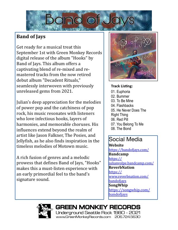 First page of Band Of Jays Hooks One Sheet