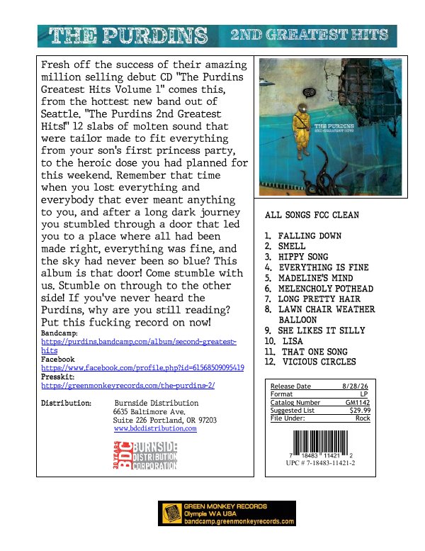 First page of The Purdins One Sheet
